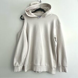 Future Collective Cream One-Shoulder Hoodie Small